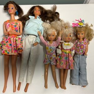 Vintage Mattel Barbie Dolls 1990’s Or 1980’s Lot Of 5 Kelly Kore Two Brunette